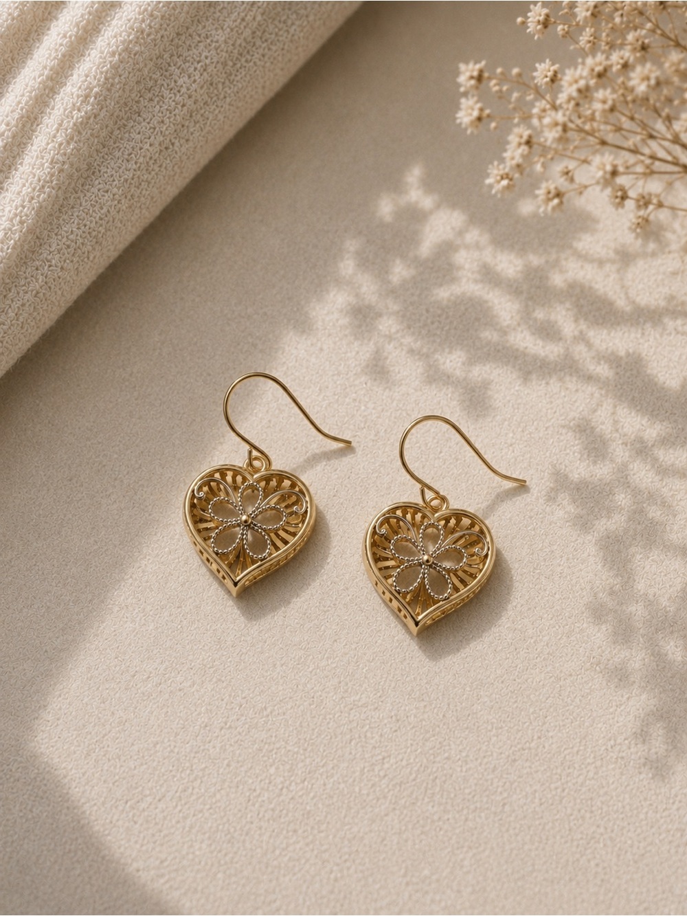 14k Gold Heart Earrings with Silver Accents (roughly 0.4 inches tall the 💛)